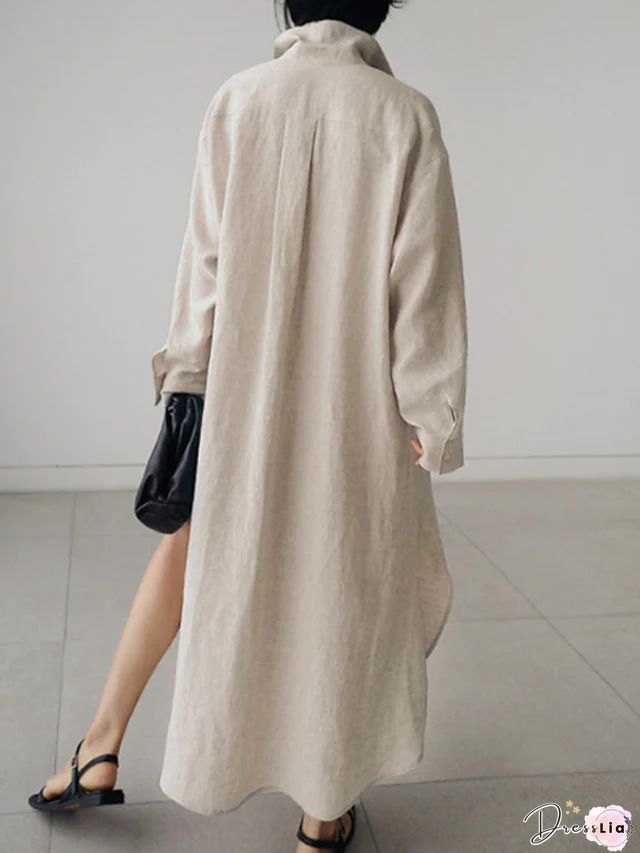 Cotton and linen long skirt A-line maxi dress
