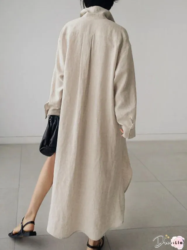 Cotton and linen long skirt A-line maxi dress