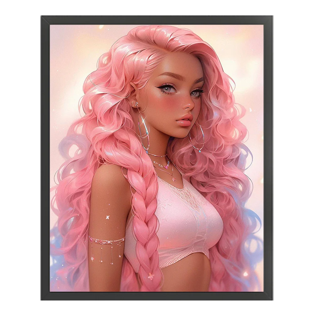 11CT Full Stamped Cross Stitch - Girl(Canvas|50*50CM)