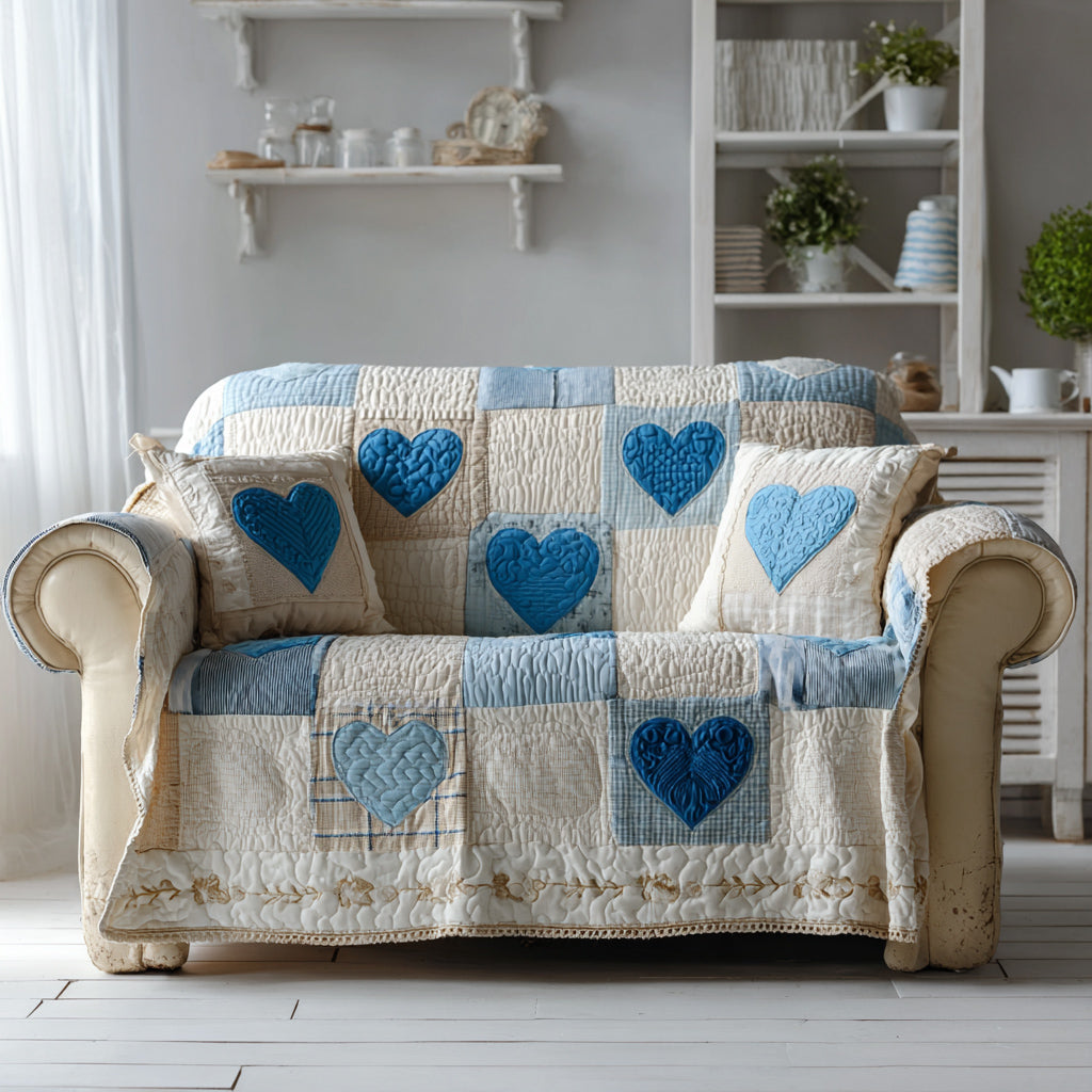 Ocean Valentine Love Quilted Sofa Cover NCU0HH1475 everthome