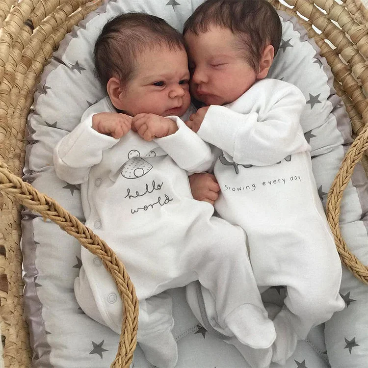  [Heartbeat💖 & Sound🔊] 17.5"& 20" Real Lifelike Twins Boy Reborn Baby Doll Dahama and Ranlat - Reborndollsshop®-Reborndollsshop®
