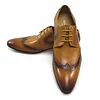  Men Dress Derby Shoes ,Genuine Leather, Brown