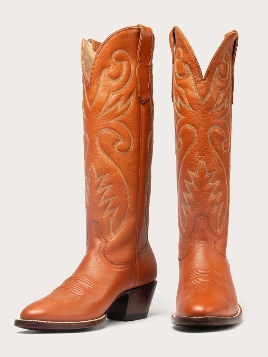 Latigo Vegan Leather Embroidered Wide Calf Knee High Cowgirl Boots