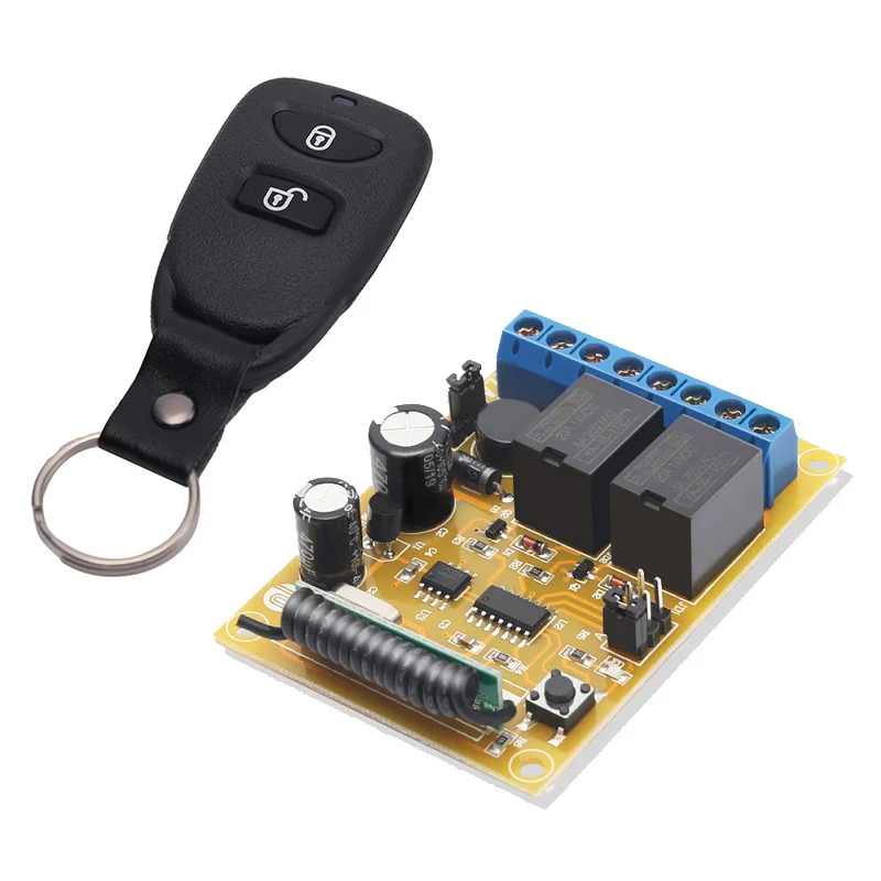 DC 12V/24v  433mhz 2ch on/off transmitter and receiver relay switch  for gate/motor/home smart control