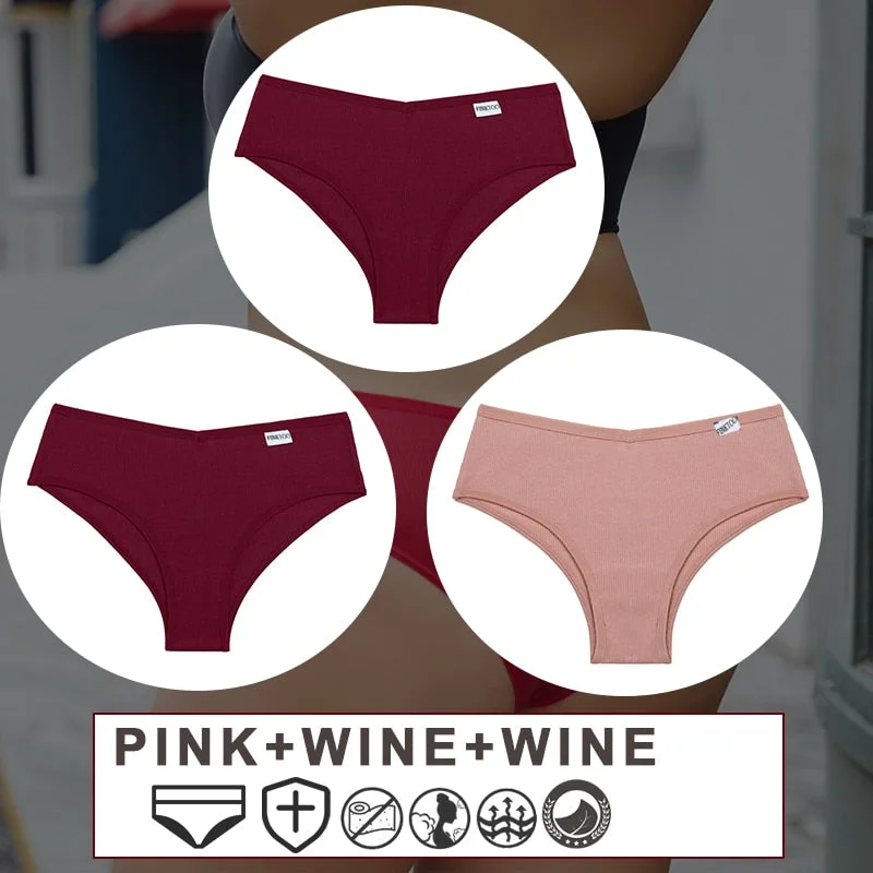 FINETOO 3PCS/Set Women's Cotton Panties Sexy Lingerie Underwear  M-3XL Bikini Thongs Panties For Woman Plus Size Female Briefs