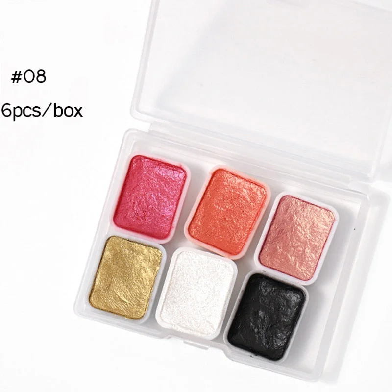 6/12pc Blooming Paints Watercolor Nail Powder For Nails Abstract Nail Art Pigment Magic Pearl Chrome Glitter Manicure Nails-Nail Inspo