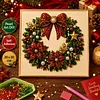 Framed Christmas Wreath - Pearls Painting Kit DIY Diamond Painting Pearl Dot Crafts 20x20CM