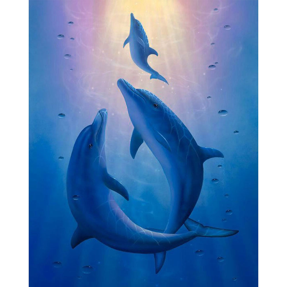 

30*40CM - Round Drill Diamond Painting - Dolphin, 501 Original