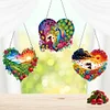 (US Local)3Pcs Sunrise Peacock Girl Diamond Painting Hanging Pendant for Garden Window