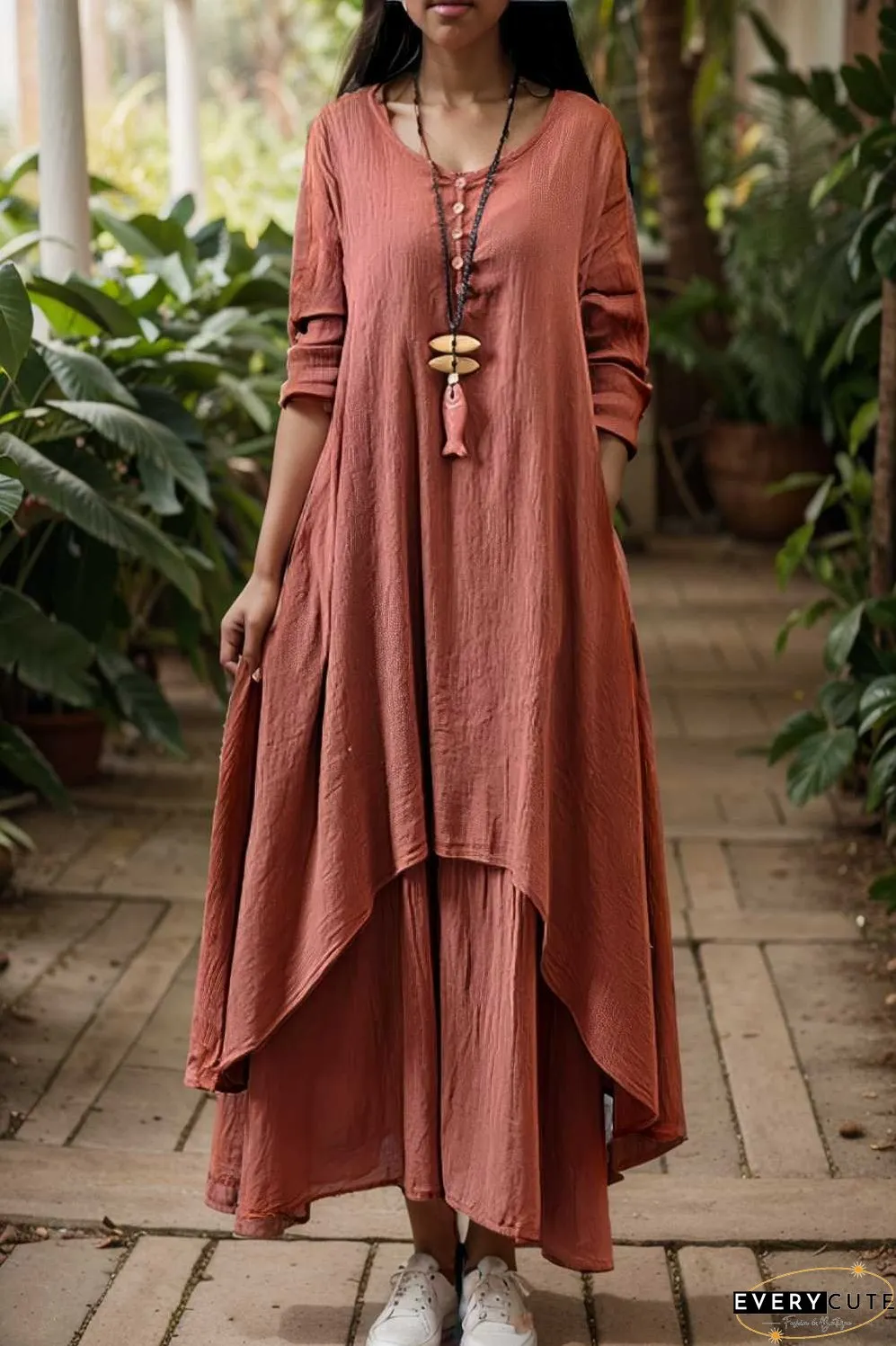 women s plus size casual dress swing dress solid color long dress maxi dress long sleeve button two piece v neck