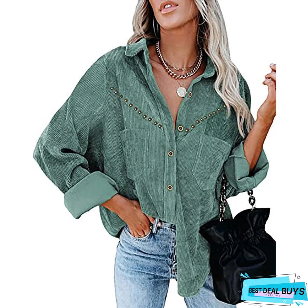 Plain Shirt Collar Loosen Outerwear