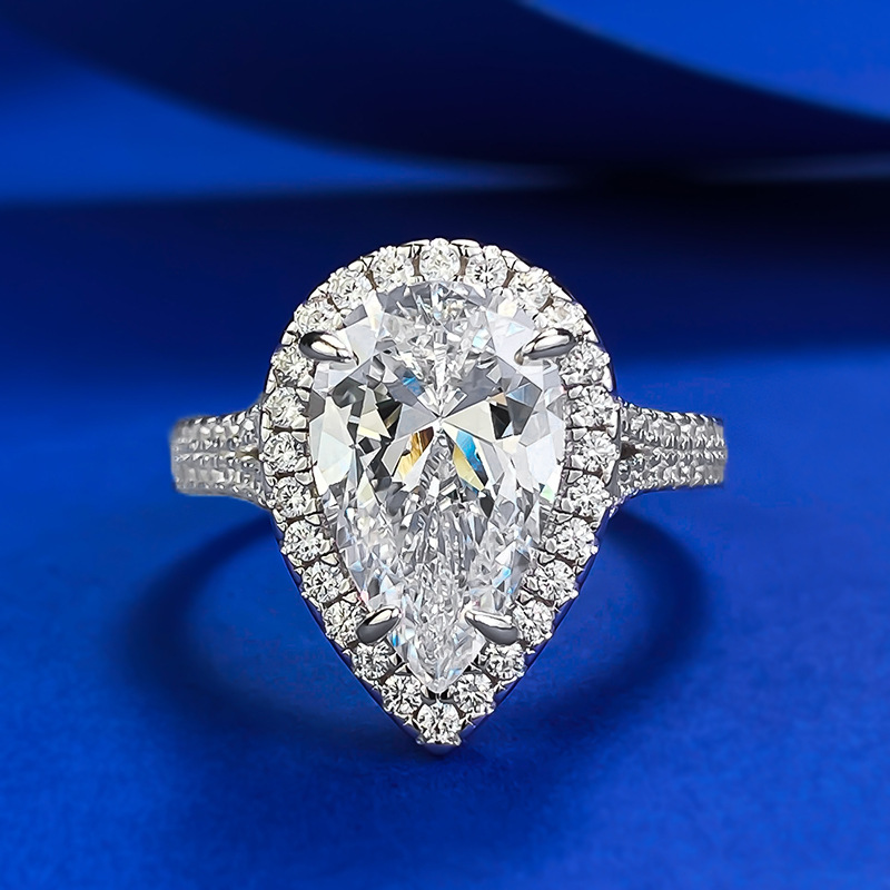 MIKAMU Jewelry S925 Sterling Silver 8*13 Pear-Shaped Diamond Ring - Stylish and Elegant