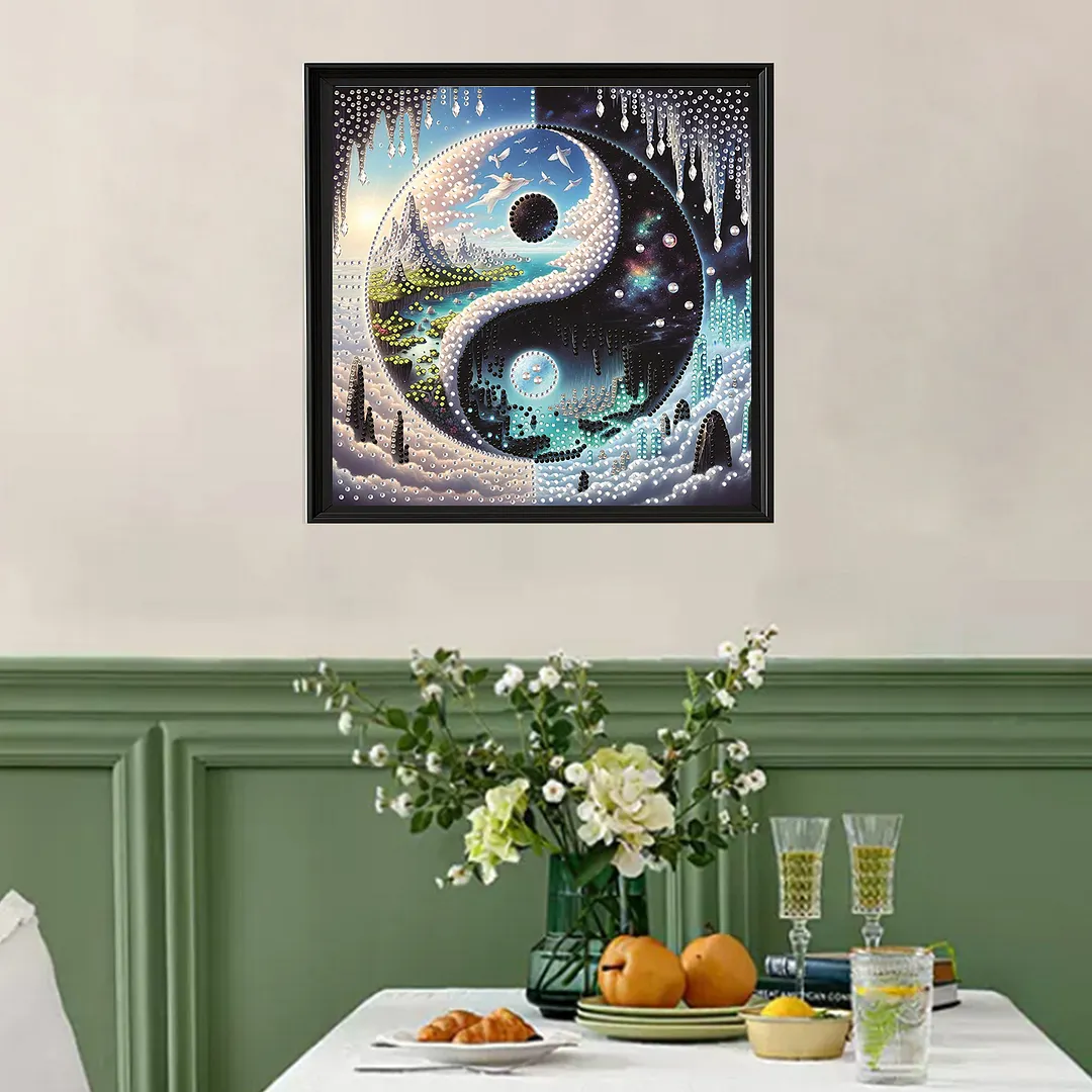 Scenery Yin Yang Bagua Special Shaped 5D DIY Partial Drill Diamond Painting Kits for Adults Beginners Home Decor Diamonds Paintings Gem Art 30x30cm