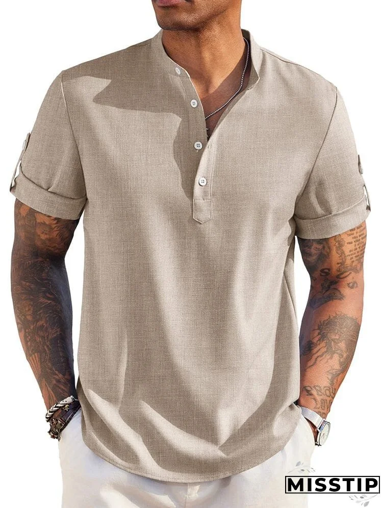 Summer Essential Leinen-Henley-Hemd (nur USA)