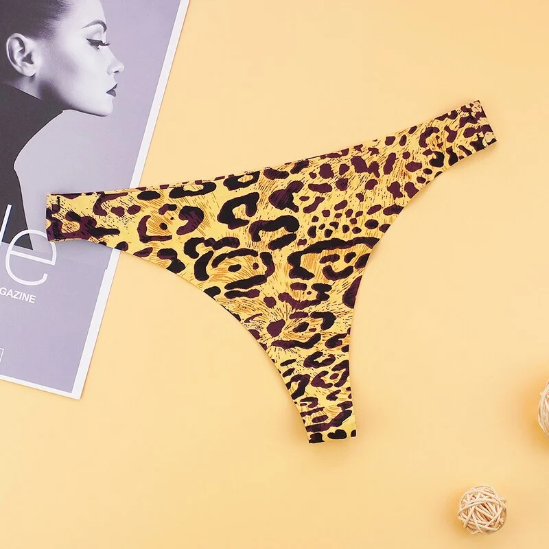 Billionm Woman 3Pcs/lots Sexy G-String Silk Seamless Women's Panties Leopard Python Printed Low Cut Intimate Underpants S-XL