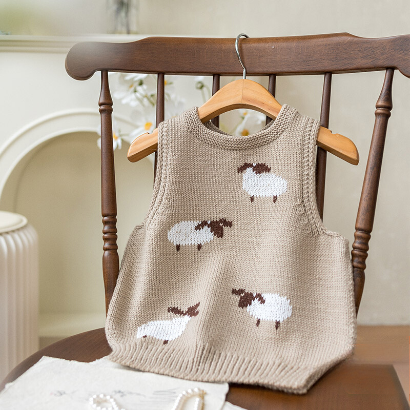 DIY Mommy-Baby Sheep Vest Knitting Kit: Handcrafted Wool Yarn Pack