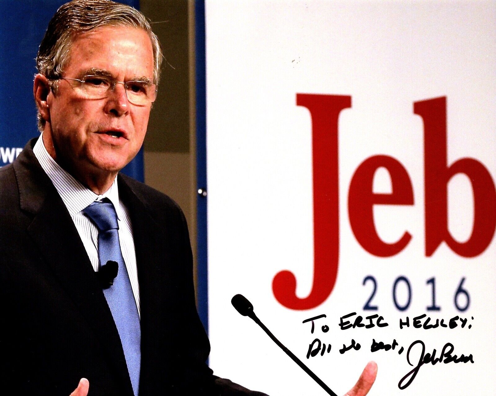 TO Eric Helsley - Jeb Bush Signed - Autographed Florida Governor 8x10 inch Photo Poster painting