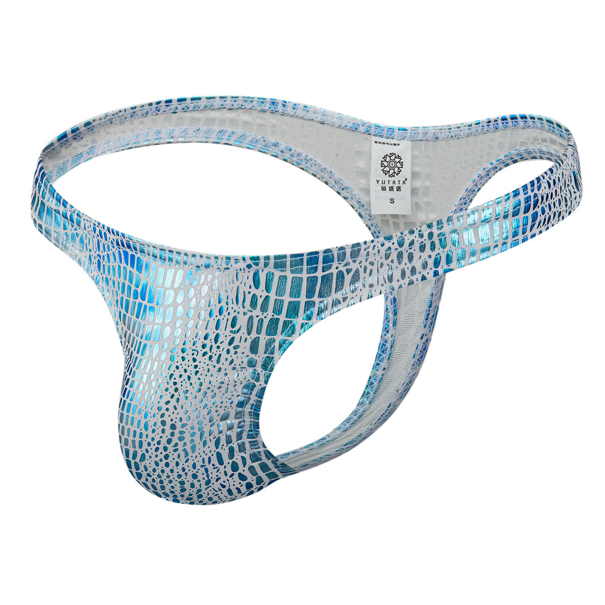 Bright Faux Leather Snake Print Men's Sexy Thong