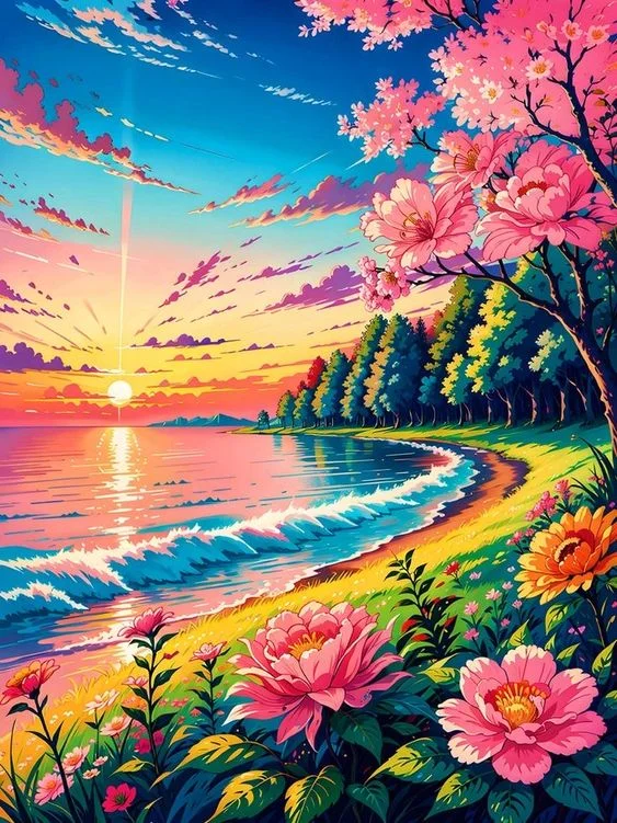 Fantasy- Sea Sunset  40*60CM(Canvas) Diamond Painting gbfke