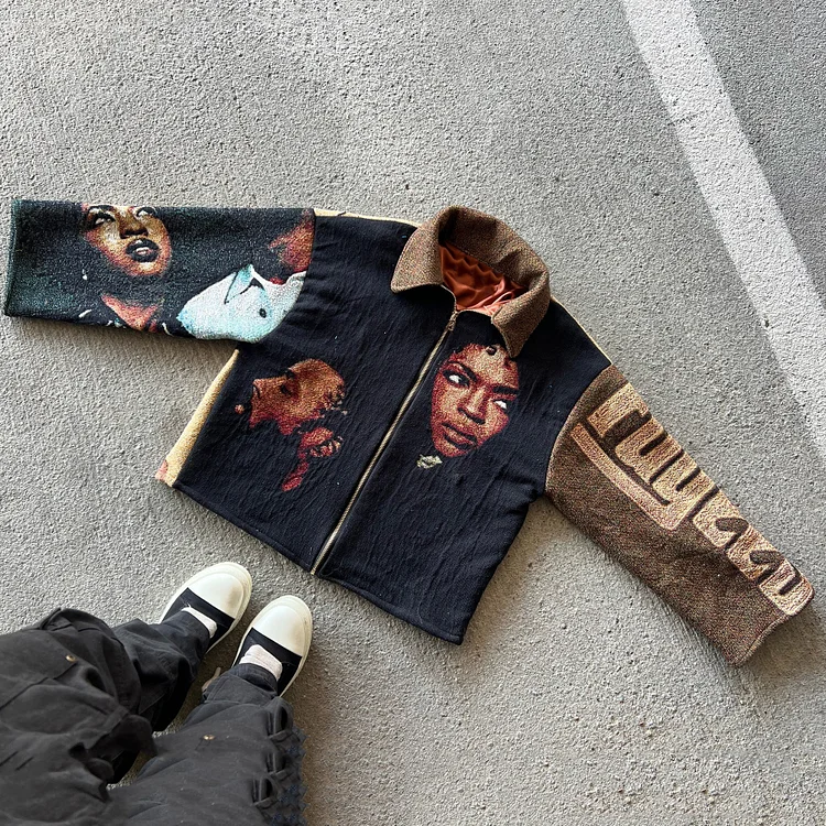 Hip Hop Rap Zip-Up Tapestry Jacket