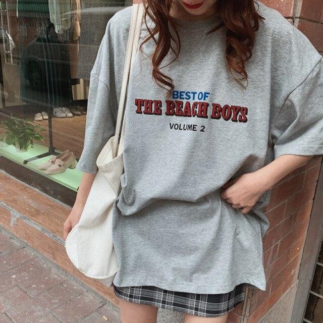Casual Loose Fashion Basic Letter Printed All Match Oversize College Wind Street Hot Sale Women Female Short Sleeve Top T-shirts - Shop Trendy Women's Fashion | TeeYours