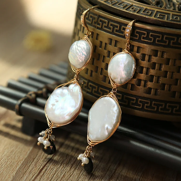 Handmade Original Shaped Pearls Earrings