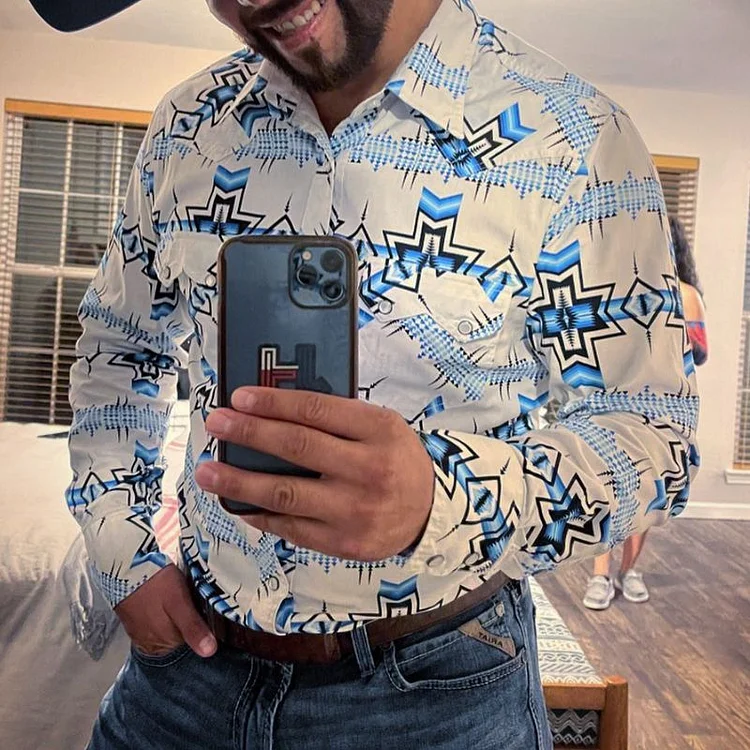 Men's Azte Retro Print West Shirt