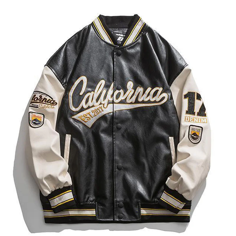 Leather Stitching Embroidery Baseball Uniform Jacket