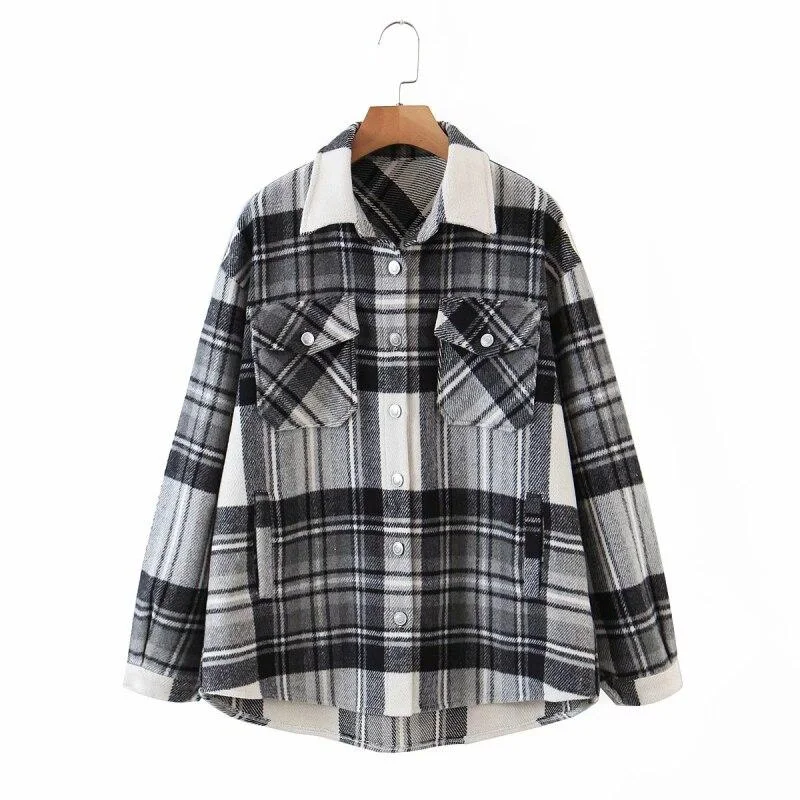 PUWD Casual Woman 3 color Oversized Woolen Shirt 2020 Fashion Ladies Autumn  Long Sleeve Blouse Female Vintage Soft Outerwears
