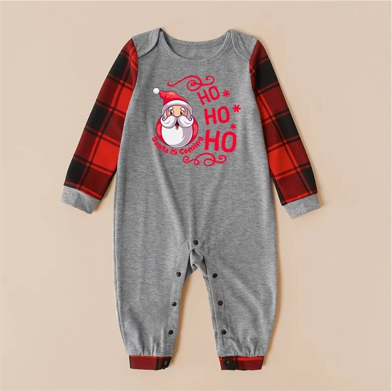Santa Claus Plaid Printed Parent-child Pajama Set (with pet dog clothes)