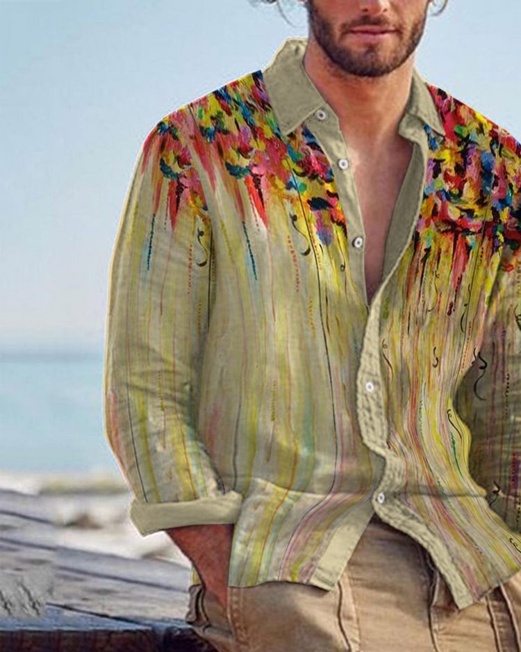 Men's cotton&linen long-sleeved fashion casual shirt 6261