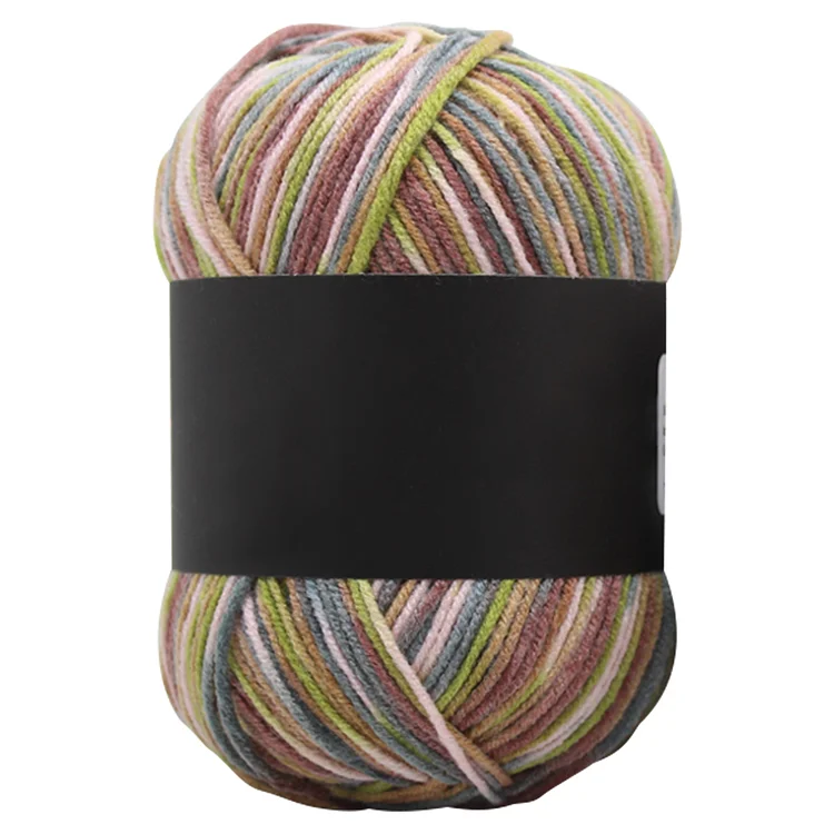 Gradient Color Milk Cotton Yarn Scarf Sweater Crochet Knitting Yarn (Grey green coffee)