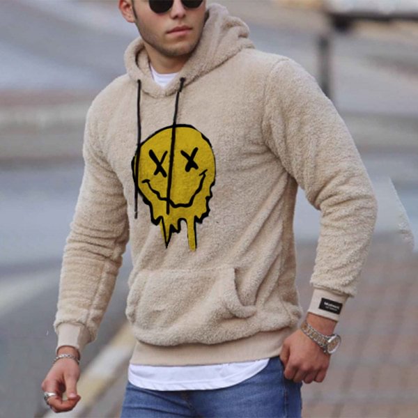 New Men's Smiley Face Hooded Sweater