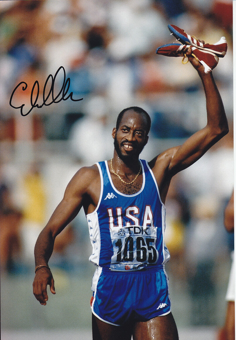 Edwin Moses Hand Signed 1987 Photo Poster painting 12x8 1