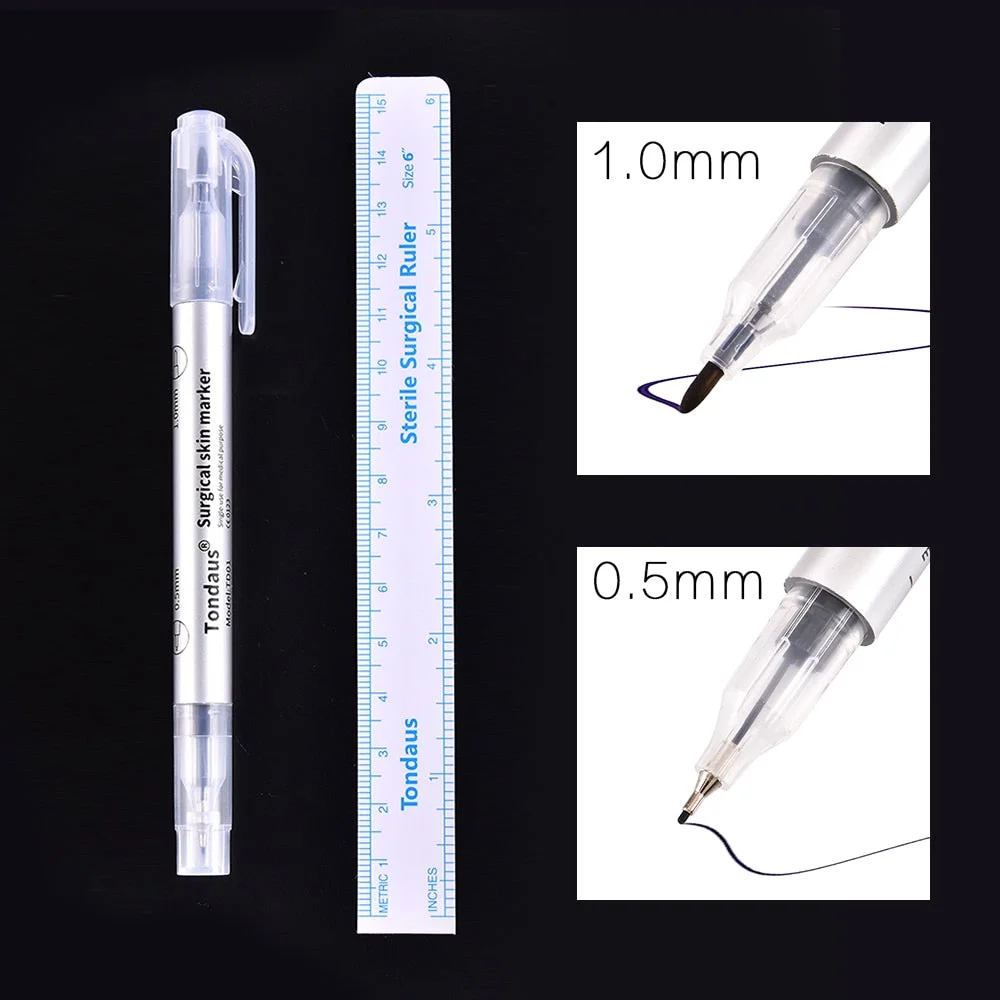 Double Head Eyebrow Tattoo Skin Marker Pen Tool Accessories Tattoo Marker Pen With Measuring Ruler Microblading Positioning