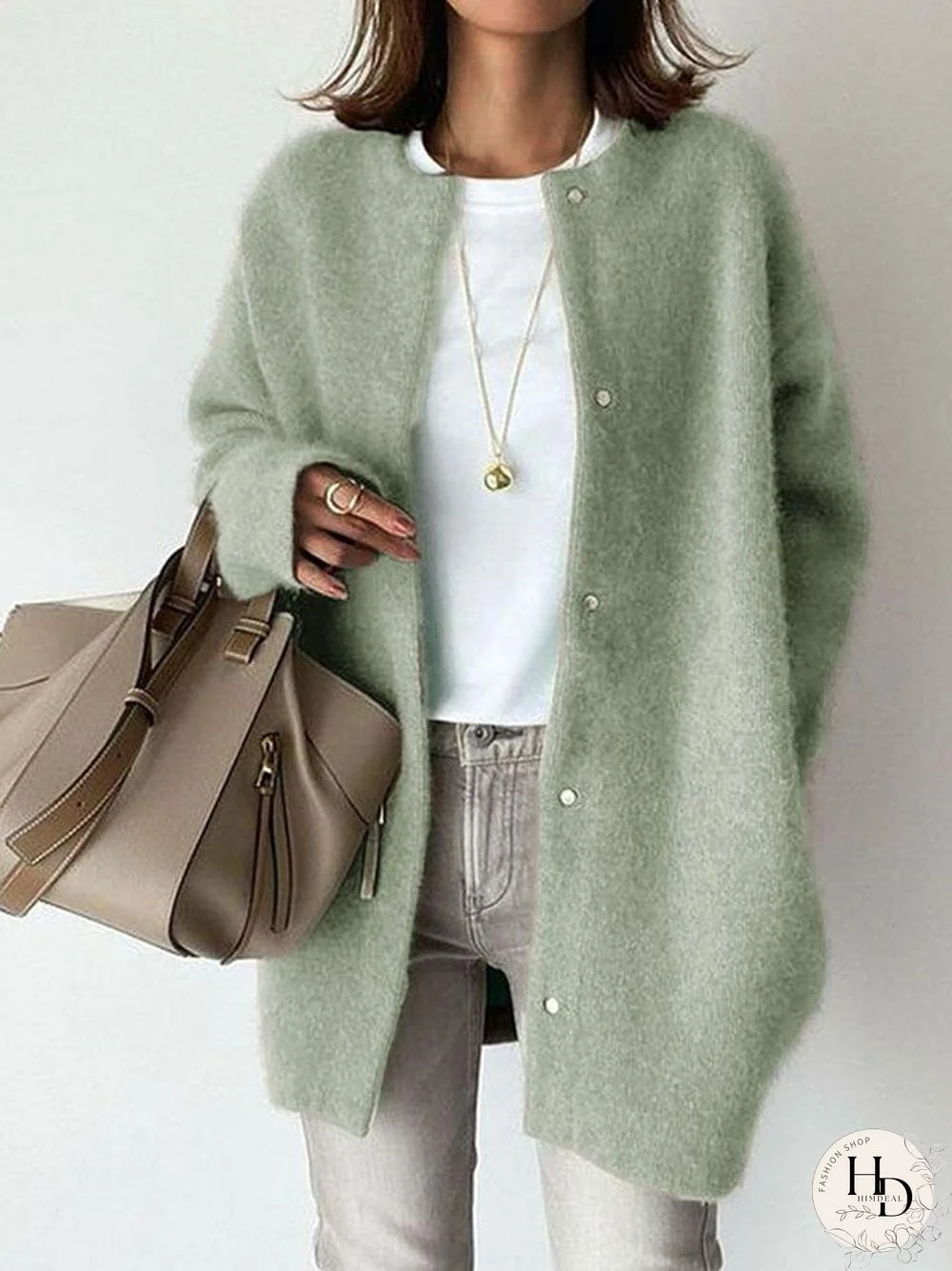 Women's Mink Soft Casual Button Front Knit Sweater Coat