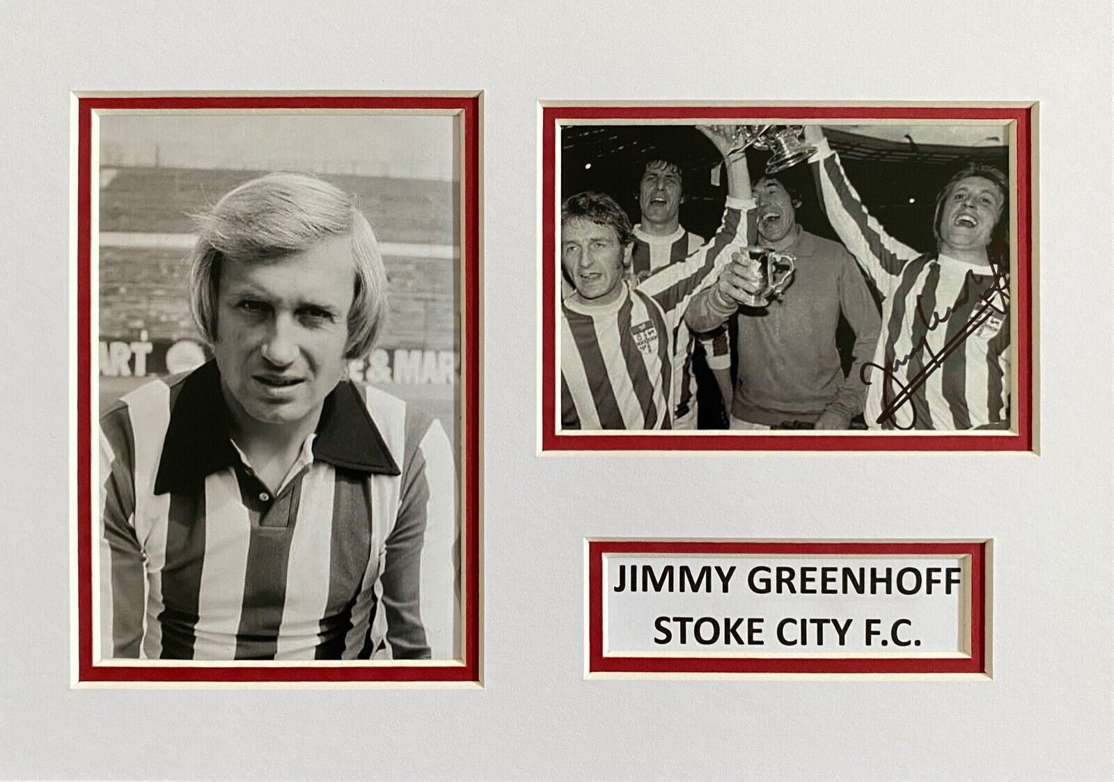 JIMMY GREENHOFF HAND SIGNED A4 MOUNT Photo Poster painting DISPLAY STOKE CITY AUTOGRAPH