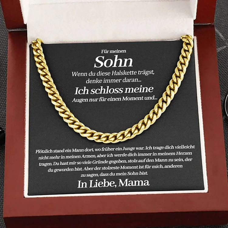 An Meinen Sohn von Mama Halskette - Geschenk mit Nachrichtenkarte