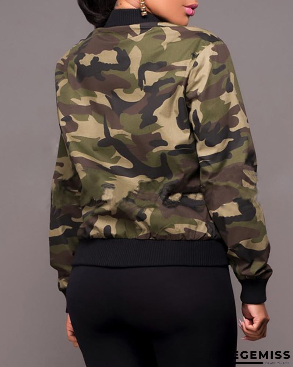 Camouflage Print Zipper Front Pocket Design Jacket | EGEMISS