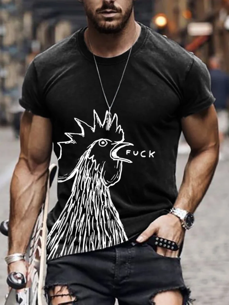 Men's Funny Bad Rooster Graphic T Shirt