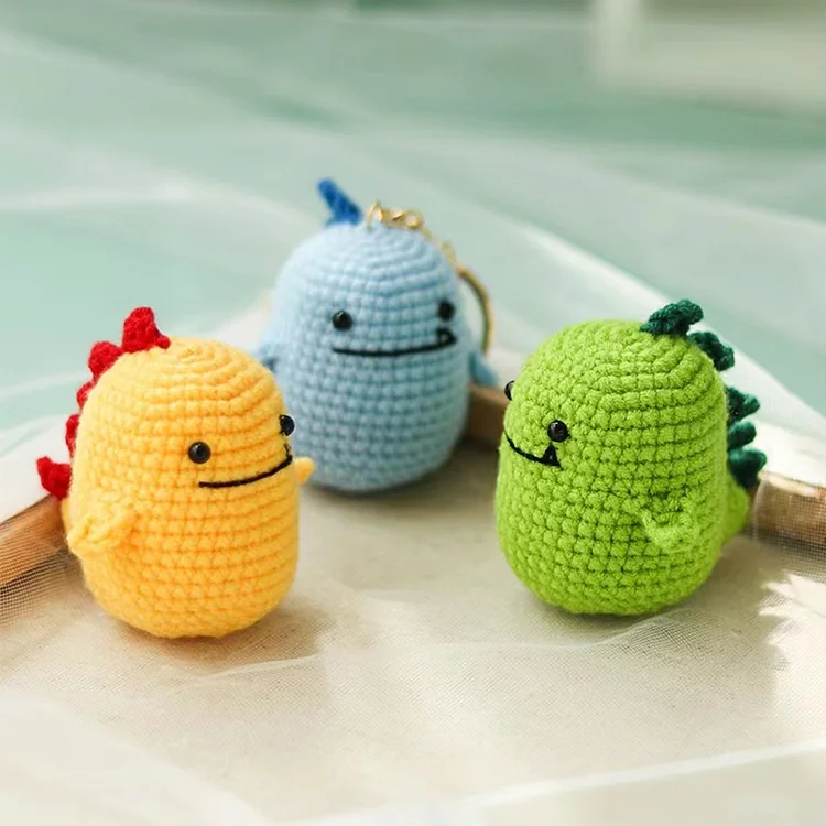 2x Handmade Crochet Doll Set, Dinosaur Doll DIY Crocheting Hand