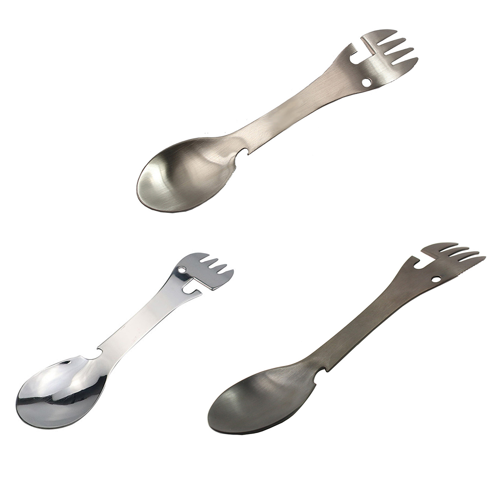 

Multifunctional Camping Tableware Spoon Fork 5 in 1 Survival Outdoor Tools, Mirror silver, 501 Original
