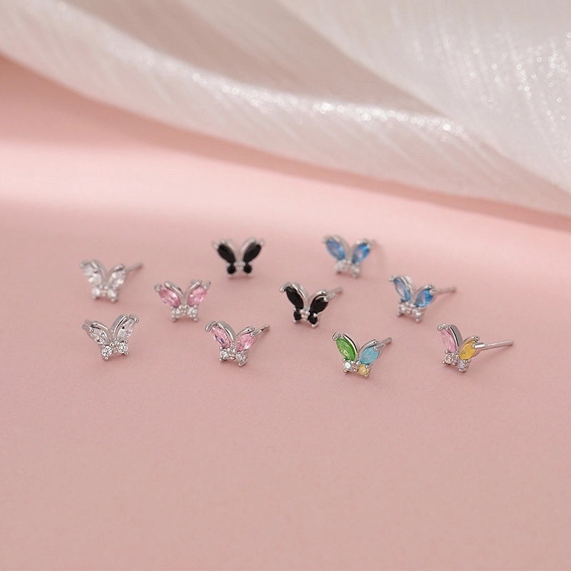 1 Pair 925 Sterling Silver Zircon 925 Sterling Silver Earrings Butterfly Earrings