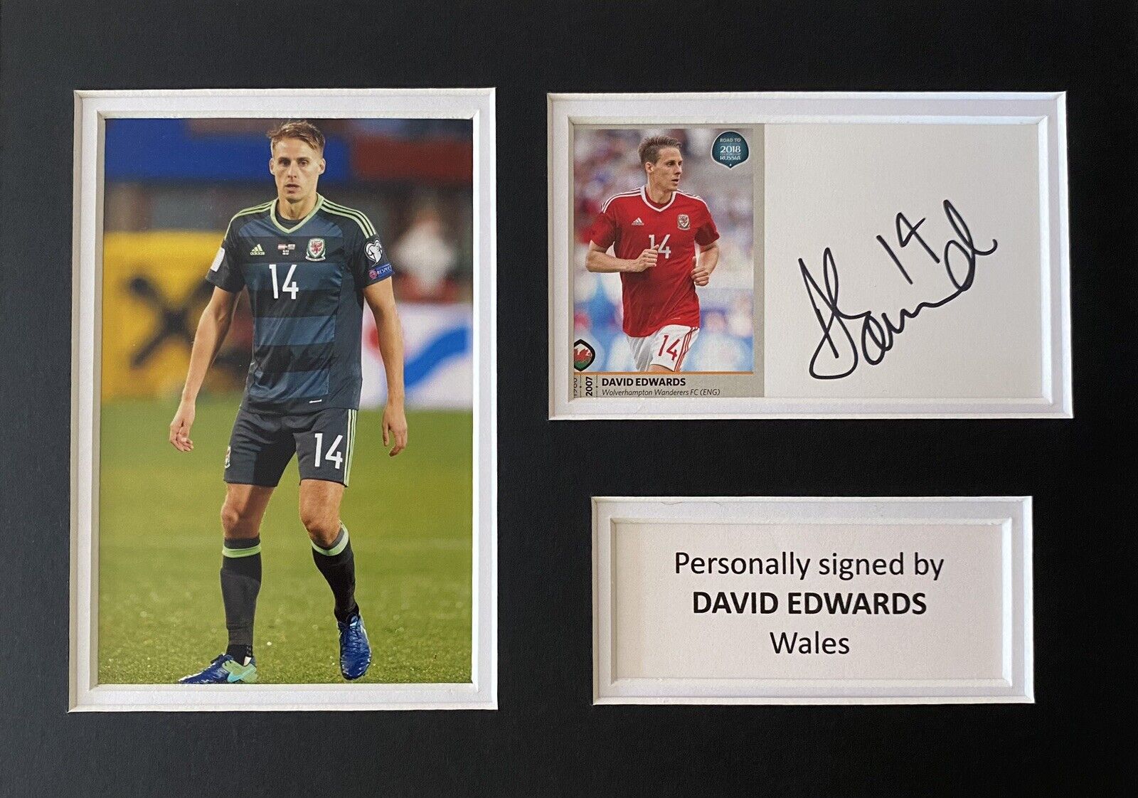 David Edwards Hand Signed White Card In A4 Wales Mount Display