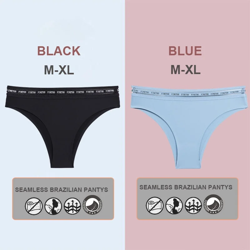 FINETOO 2PCS/Set Women Seamless Lingerie Letter Underpants Ladies 6 Solid Colors M-XL Woman Sexy Panties Briefs Underwear Thong