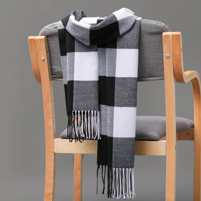 British Plaid Tassel Couple Parent-child Men’s Scarf Autumn And Winter Cashmere Plaid Scarf