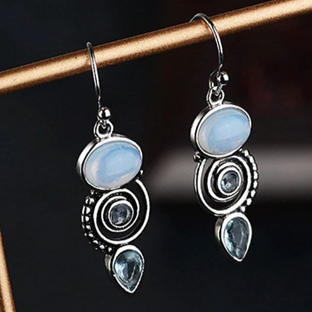 Vintage Moonstone Crystal Earrings