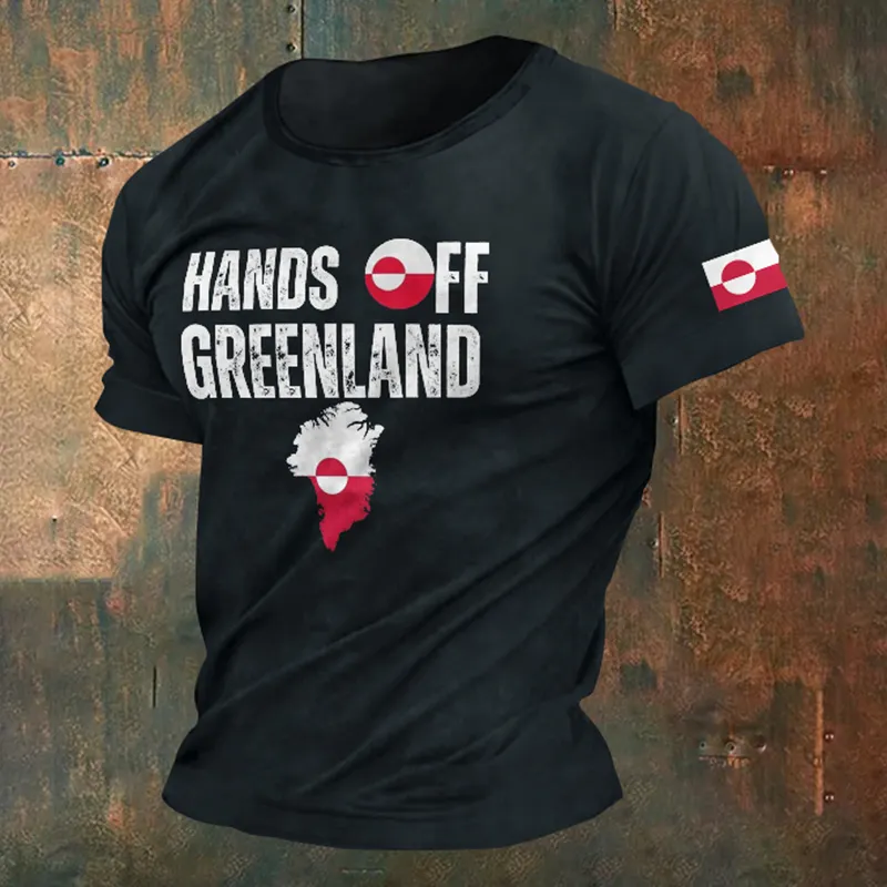 Men's Hands Off Greenland Print Crew Neck Short Sleeve T-shirt artswardrobe