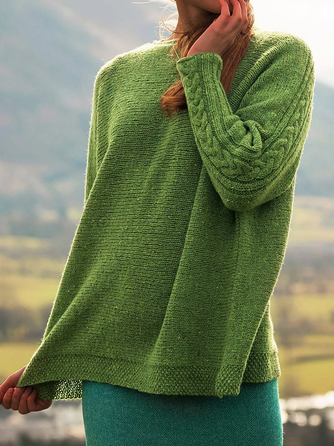 Crew Neck Knitted Sweaters Plus Size Pullovers Jumpers | EGEMISS