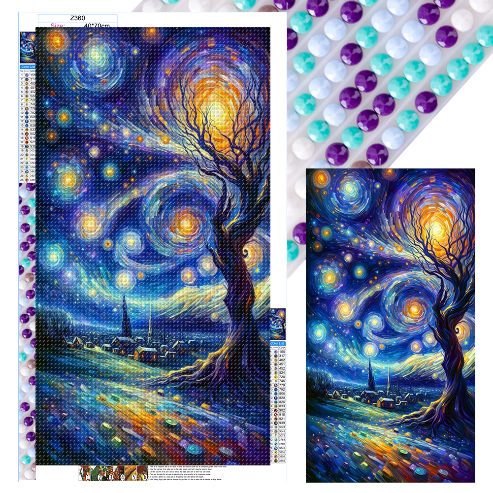 Starry Sky Scenery 40*70cm(canvas) full round drill diamond painting